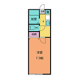 小島ハイツ1 1Kの間取図画像