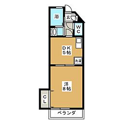 ガーデンヒルズY&K 1DKの間取図画像