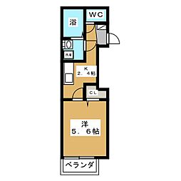 ライフモリ18号館 1Kの間取図画像