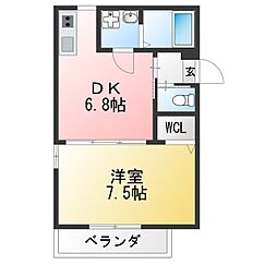 ポートヴィラ金沢文庫5 1DKの間取図画像