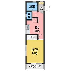 パールガーデン 1DKの間取図画像