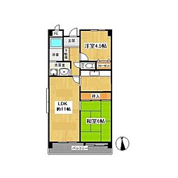 セントラーレ鳥が丘 2LDKの間取図画像