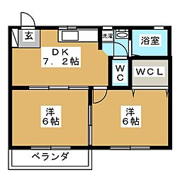 ベルフラワー4 2DKの間取図画像