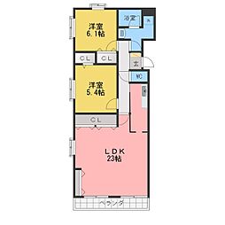 グランドエンブレム横浜 2LDKの間取図画像