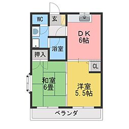 ロジュマン名瀬 2DKの間取図画像