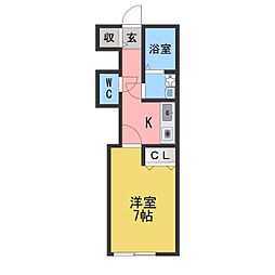 プレミール 1Kの間取図画像