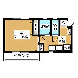 アパート 1Kの間取図画像