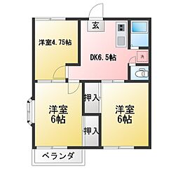 第5クレスト吉原 3DKの間取図画像