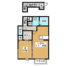 ベル・エスパース 1LDKの間取図画像