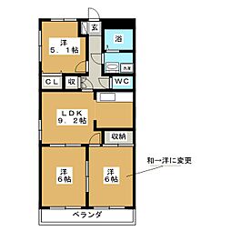 グリーンヒルズ東戸塚 3LDKの間取図画像
