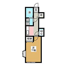 プレミール 1Kの間取図画像