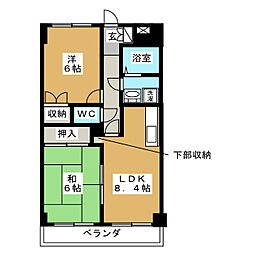 YMD3マンション 2DKの間取図画像