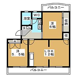 タカハシハイツ 2LDKの間取図画像