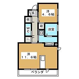ヴィラコスモス 1LDKの間取図画像