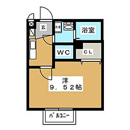 Amourサリジエ 1Kの間取図画像