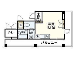 レオンK ワンルームの間取図画像