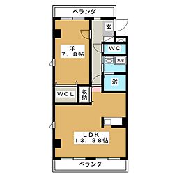 ヒルサイドコート東戸塚 1LDKの間取図画像