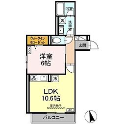 レジデンス オークリーフ 1LDKの間取図画像