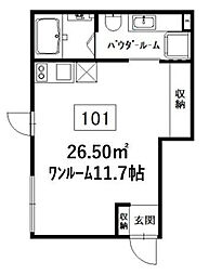 シャルボン ワンルームの間取図画像