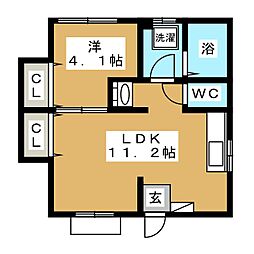 辻本ハイツA棟 1LDKの間取図画像