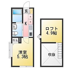 仮称 レディアンス上倉田 1Kの間取図画像