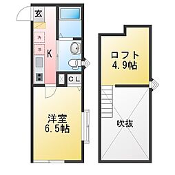 仮称 レディアンス上倉田 1Kの間取図画像
