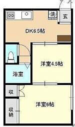 ハイツコスモス 2DKの間取図画像