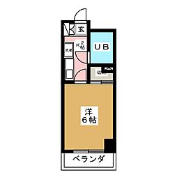 ダイアパレスプレステージ上杉 1Kの間取図画像