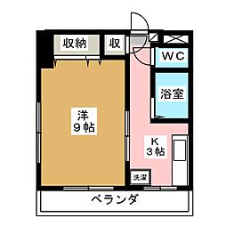 青葉パークヒルズ 1Kの間取図画像