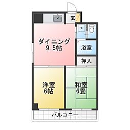 サンハイツ通町 2DKの間取図画像