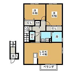 デュード・ボヌール 2LDKの間取図画像
