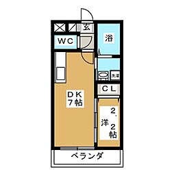 アルバ北仙台 1DKの間取図画像