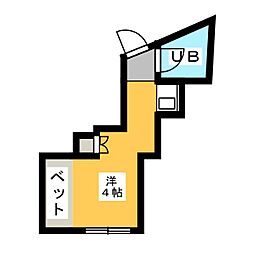 グリーンコーポ ワンルームの間取図画像