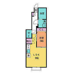 アンセル小田原 1LDKの間取図画像