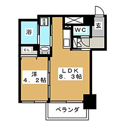 KDXレジデンス一番町 1LDKの間取図画像