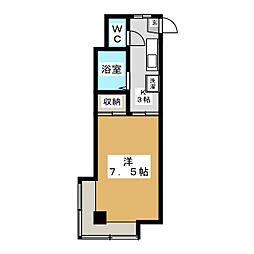 コーポミリオンリーフ 1Kの間取図画像