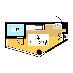 海谷ビル ワンルームの間取図画像