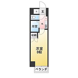 アイショウプラザ北五番丁 1Kの間取図画像