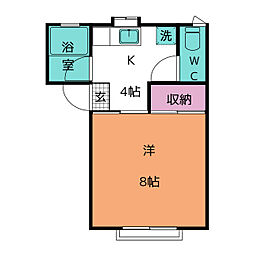 エクセレント浅野 1Kの間取図画像