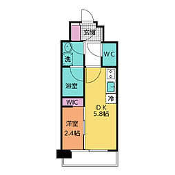 デュオフラッツ仙台木町通エアリ 1DKの間取図画像