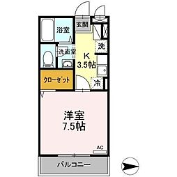 センプリーチェ 1Kの間取図画像