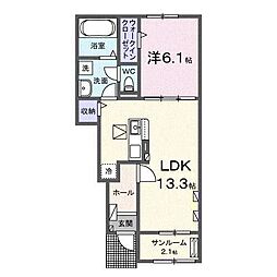 プレッソ冠木I 1LDKの間取図画像