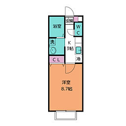 ヴィルボナール 1Kの間取図画像
