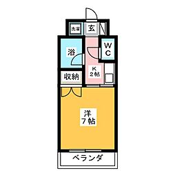 ドミール石川 1Kの間取図画像