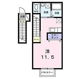 ミッドレジデンス角田 1Kの間取図画像