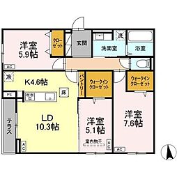 CLASSEUM仙台小田原 I 2LDKの間取図画像