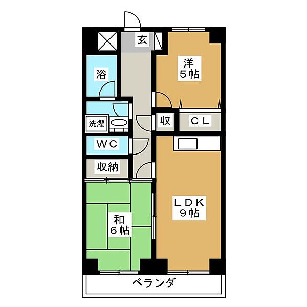 ヒルズ　Ｍ1 ｜栃木県宇都宮市西原町(賃貸マンション2LDK・2階・50.22㎡)の写真 その2