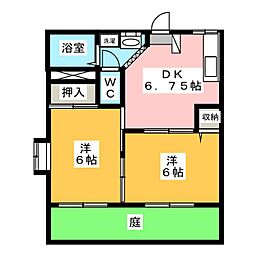 サンライフ宇都宮1 2DKの間取図画像