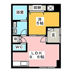 アサヒレジデンス5 1LDKの間取図画像