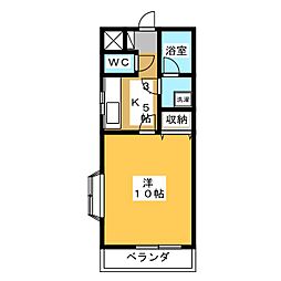 シャンポール南 1Kの間取図画像